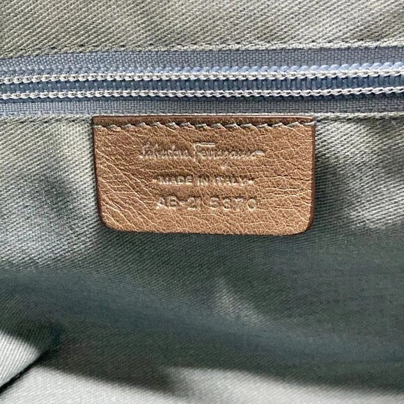 Auth Salvatore Ferragamo Marissa Gray Brown Leather Handbag - Picture 7 of 11
